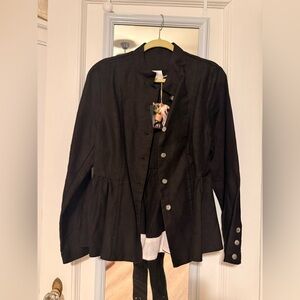 Son de Flor Black twill linen Women's Jane Blazer